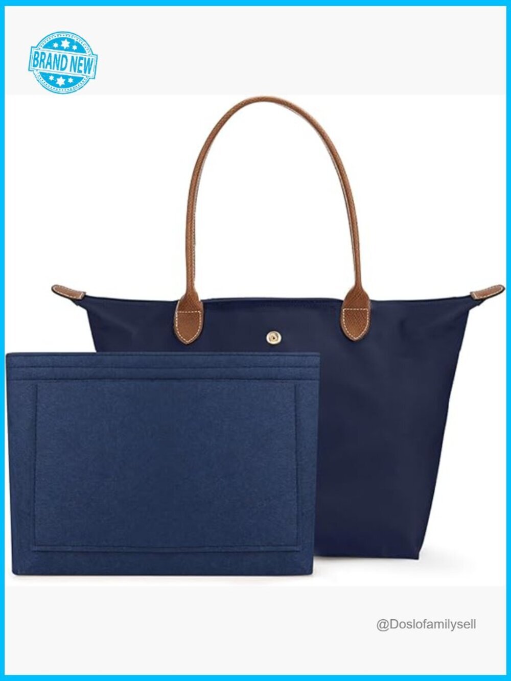 Nylon Tote Bag with Purse Organizer Insert Foldable Travel Lightweight 7 Pockets